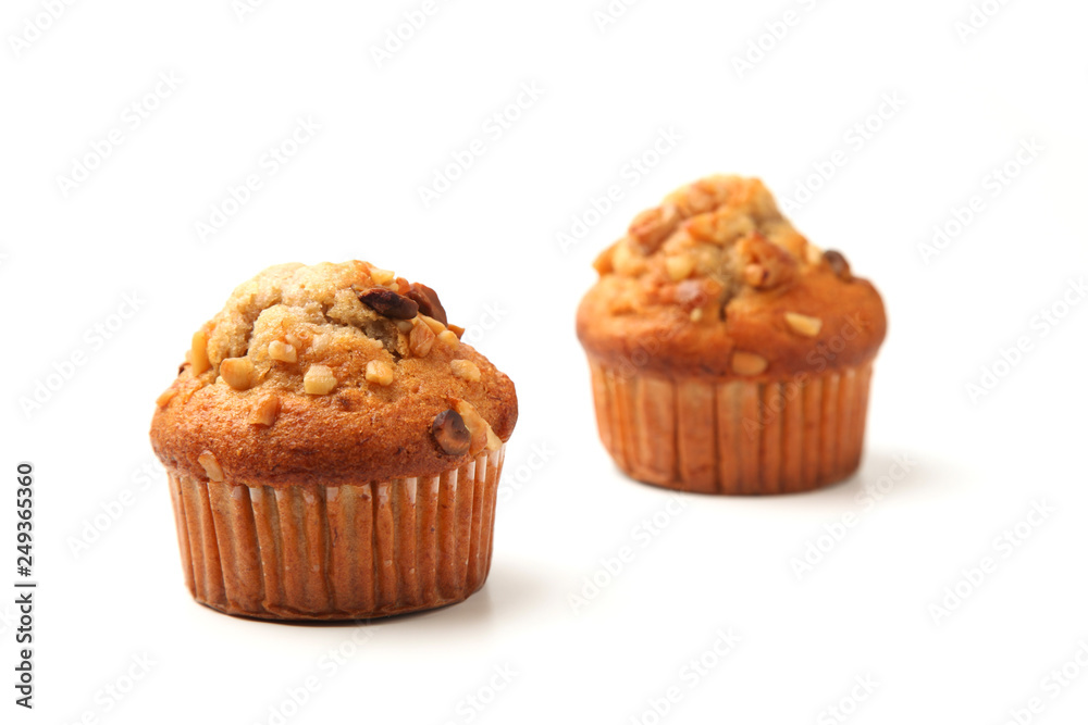 nuts cupcakes muffins isolated on white background nuts cupcakes muffins isolated on white background