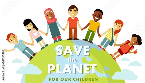 Unity of planet Earth kids concept