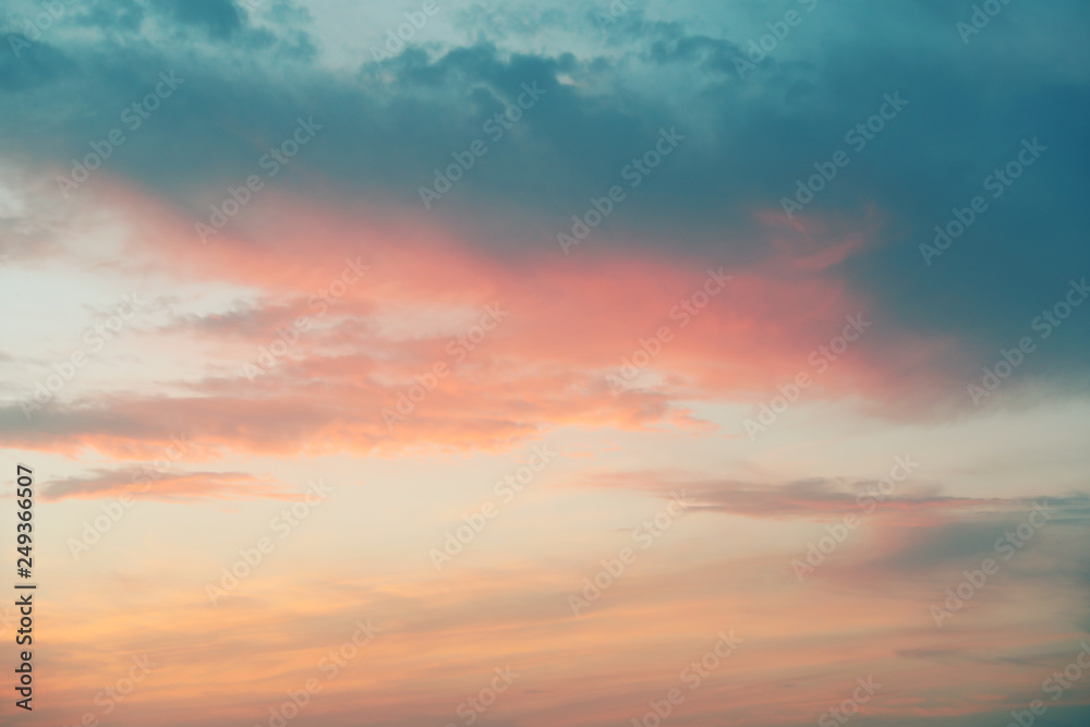 View of beautiful sunset sky with clouds