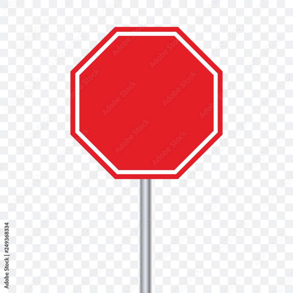 Stop road sign for traffic on transparent background