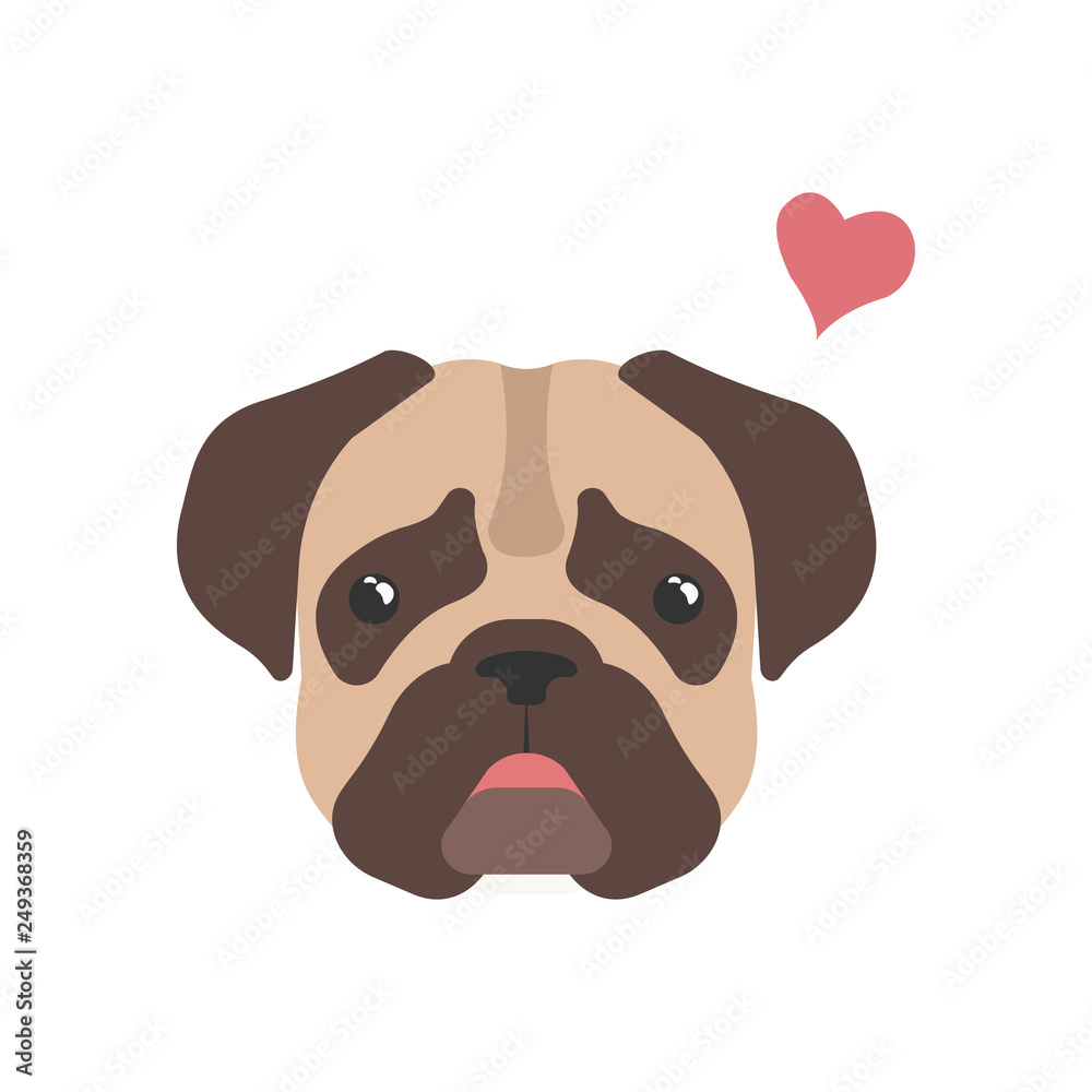 Illustration or icon of pug mops cute dog
