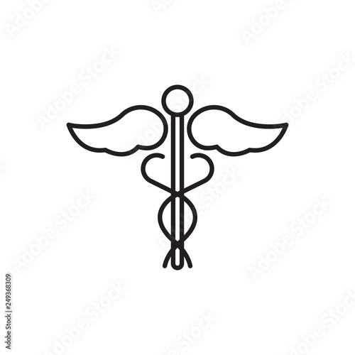caduceus line icon, medical vector sign or logo
