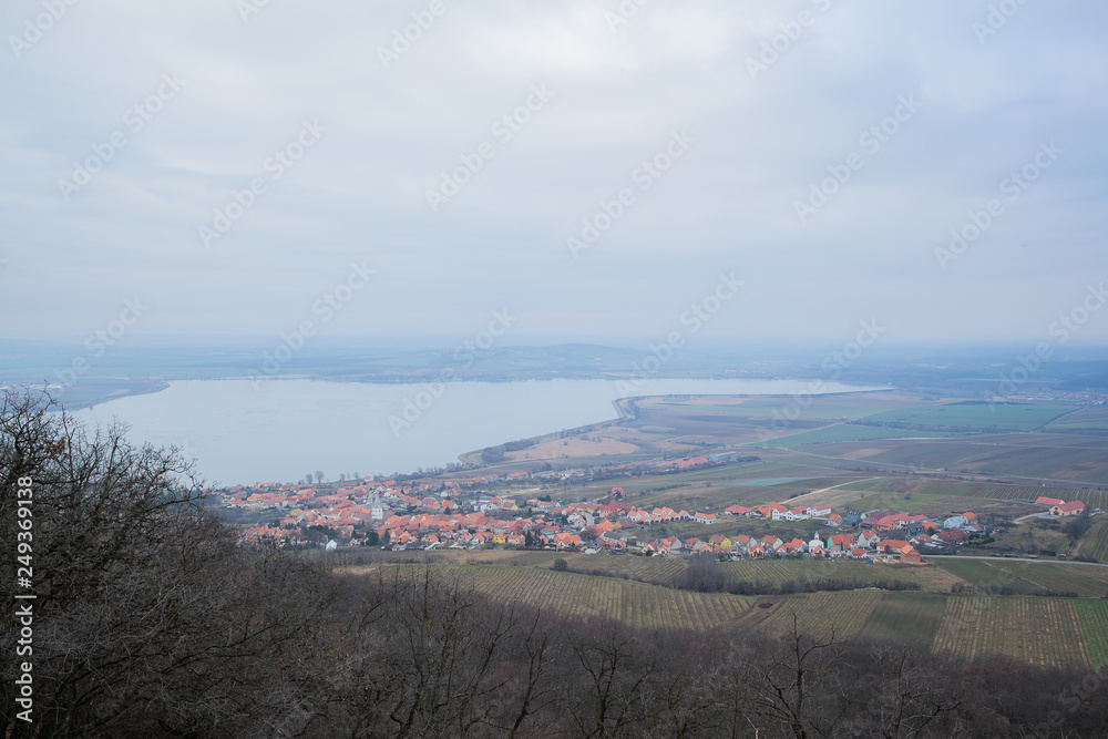 The view of South Moravia, situated on the hillside of Devin, is a panorama of the surrounding hills and villages