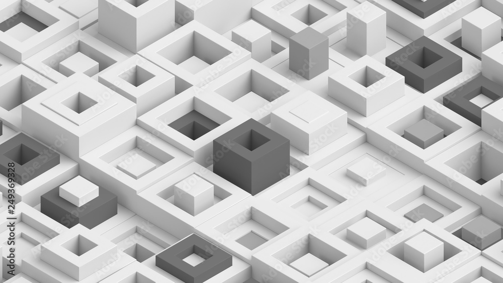 Abstract bright background with simple shapes at random height. Low contrast 3d render of simple geometry forms... Abstract bright background with simple shapes at random height. Low contrast 3d render of simple geometry forms...