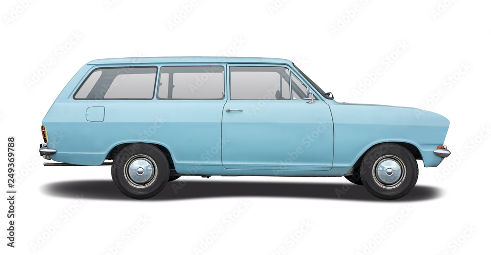 Classic German station wagon car sid view isolated on white