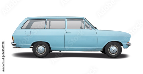 Classic German station wagon car sid view isolated on white