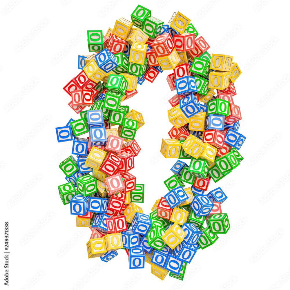 Number 0, from ABC Alphabet Wooden Blocks. 3D rendering Number 0, from ABC Alphabet Wooden Blocks. 3D rendering