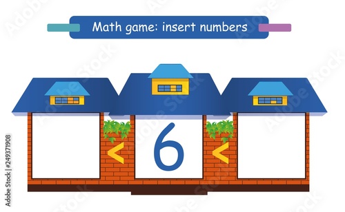 Write the missing numbers.  Mathematics educational game for children. Complete the row.