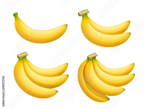 Ripe banana. Tropical fruit. Natural organic product. Healthy food. Summer meal. Isolated white background. Eps10 vector illustration.