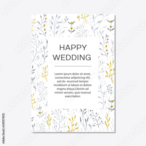 Romantic tender floral design for wedding invitation