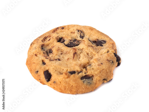 Chocolate chip cookie isolated on white background