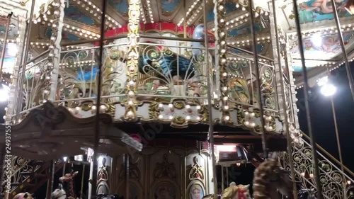 vintage style childish carousel or merry-go-round rotation