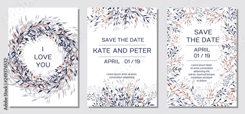 Copper elegant floral invite set modern card