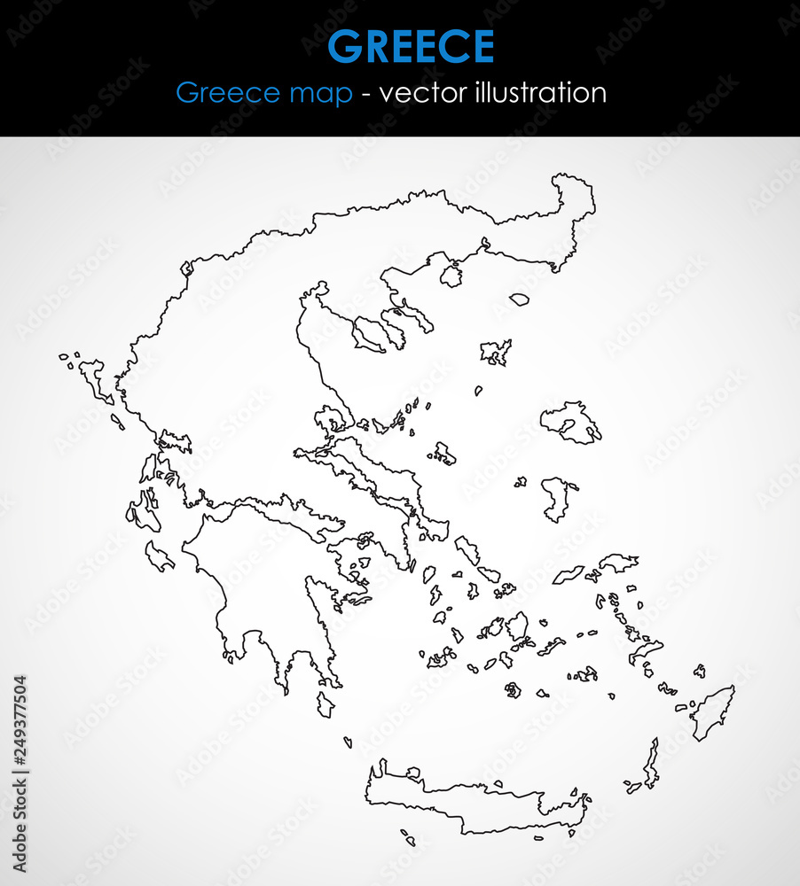 Greece map outline graphic. Vector illustration. Stock Vector | Adobe Stock