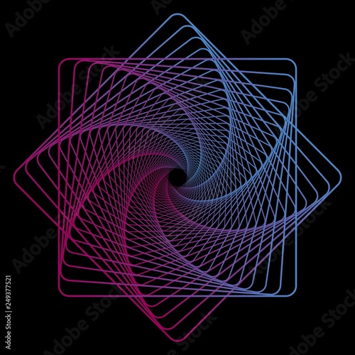 geometric line art on black background for textile design. Creative neon template. Vector geometric background. Digital technology wallpaper, abstract card, logo, banner . Wireframe illustration.