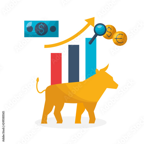 bull chart coins banknote money stock maket