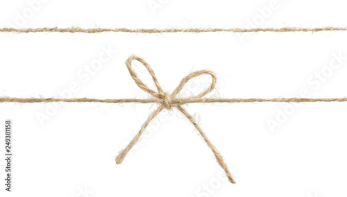 Twine rope with bow isolated.