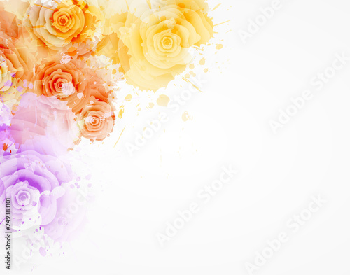 Watercolor background with roses