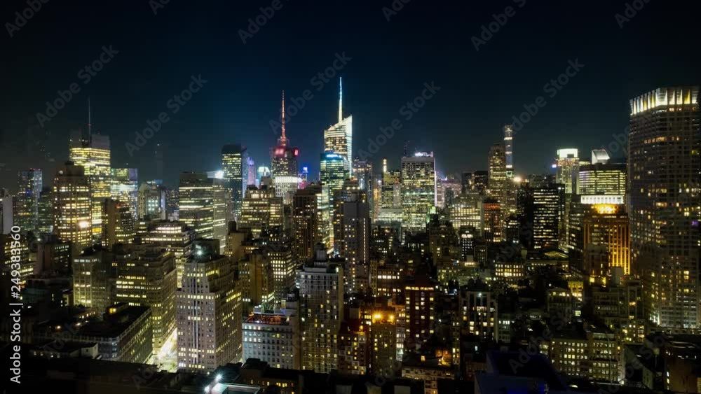 Beautiful Lighted Buildings At Night. Midtown, Manhattan, New York. Timelapse. Beautiful Lighted Buildings At Night. Midtown, Manhattan, New York. Timelapse.