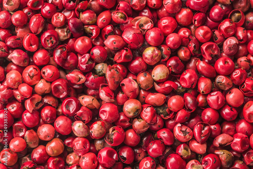 Dried pink peppercorn. Dried pink peppercorn.