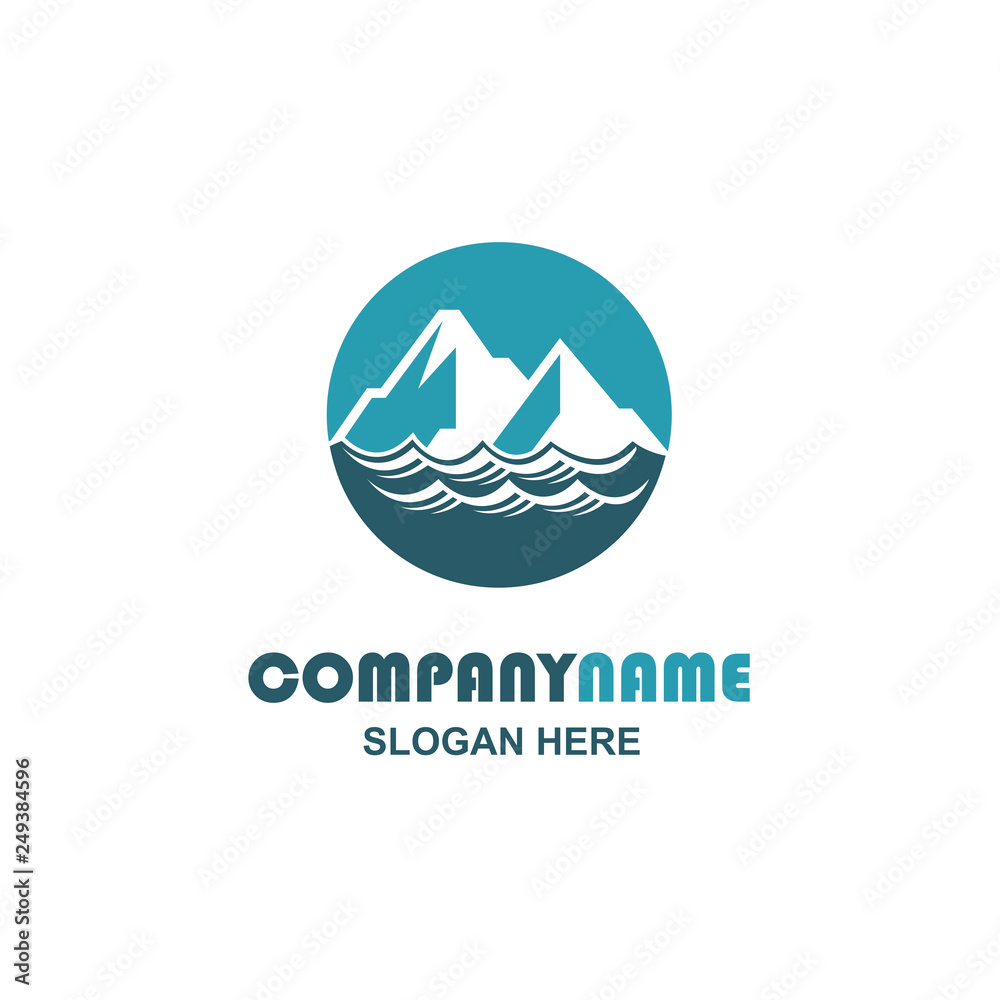 abstract icon of mountain and sea wave isolated on white background abstract icon of mountain and sea wave isolated on white background