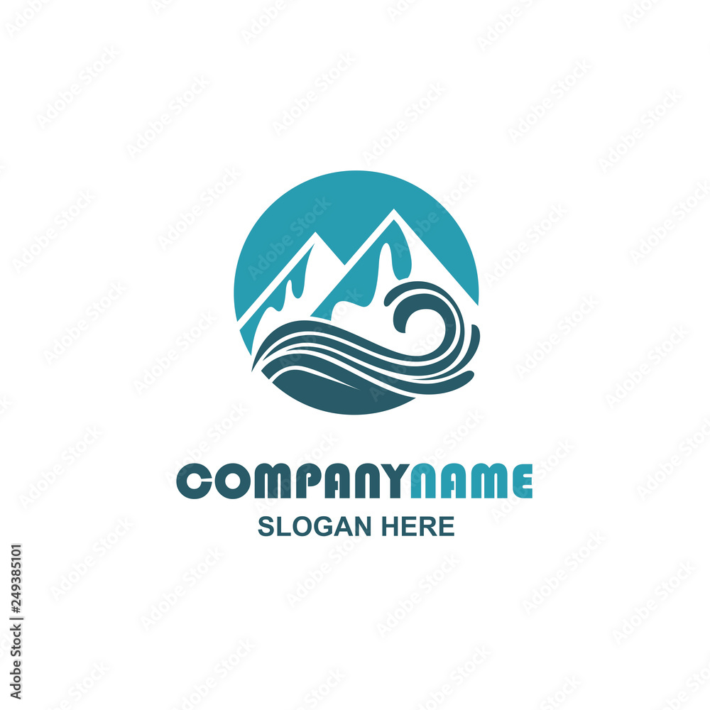 abstract icon of mountain and sea wave isolated on white background abstract icon of mountain and sea wave isolated on white background