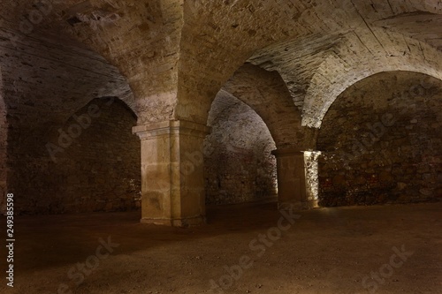 Dark underground of Christian Monastery Krzeszow in Poland