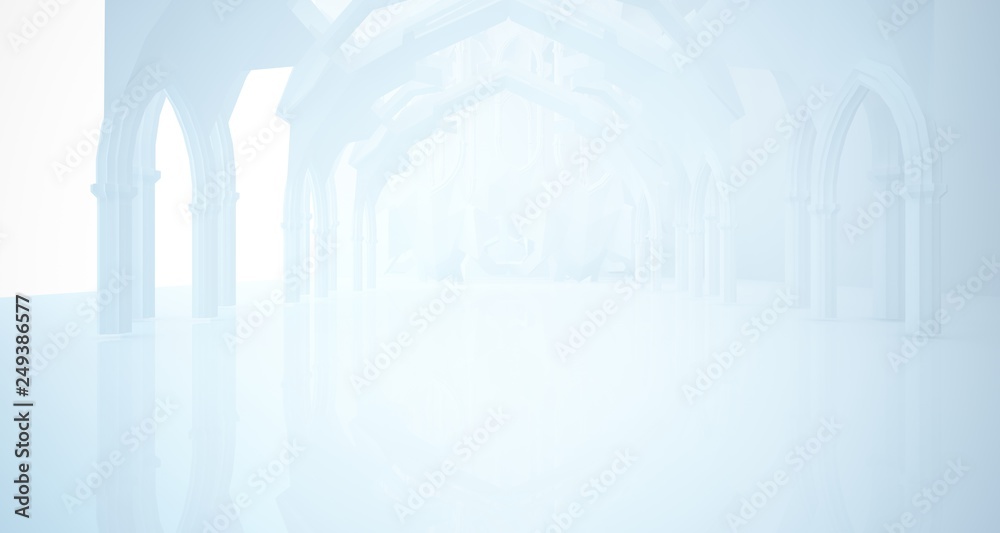 Abstract white gothic interior. 3D illustration and rendering. Abstract white gothic interior. 3D illustration and rendering.