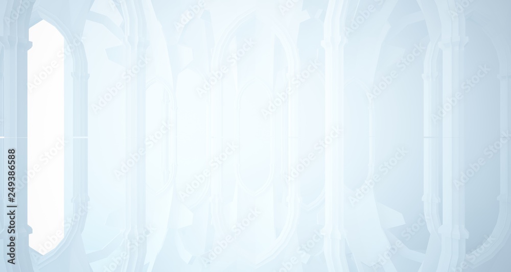 Fototapeta premium Abstract white gothic interior. 3D illustration and rendering.