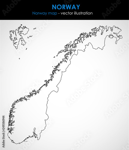Norway map of the country outline graphic. Vector illustration. 