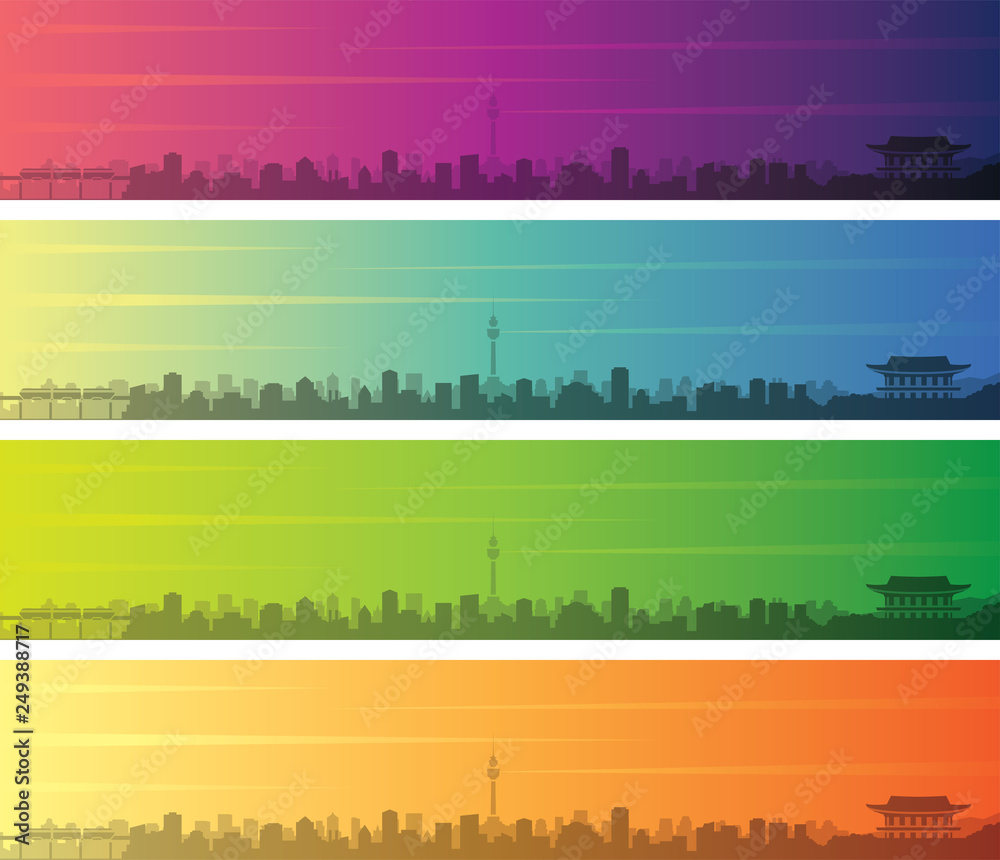 Daegu Multiple Color Gradient Skyline Banner
