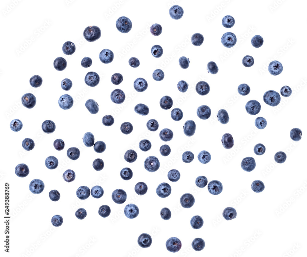 Top view of fresh Blueberries isolated on white background Top view of fresh Blueberries isolated on white background