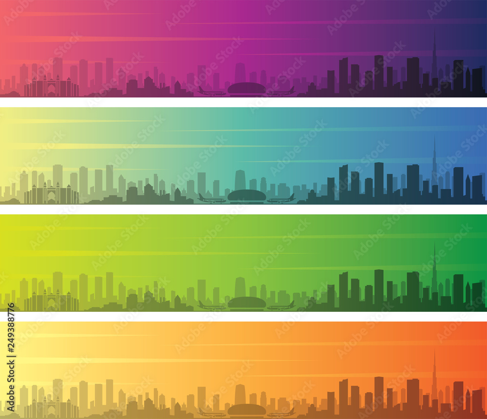 Dubai Multiple Color Gradient Skyline Banner