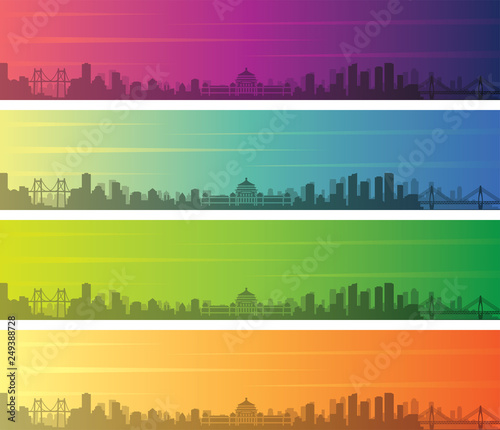 Chongqing Multiple Color Gradient Skyline Banner