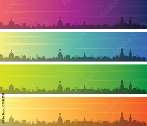 Dresden Multiple Color Gradient Skyline Banner