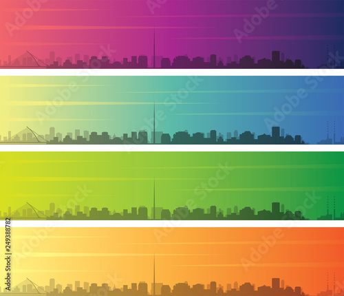 Photography Dublin Multiple Color Gradient Skyline Banner