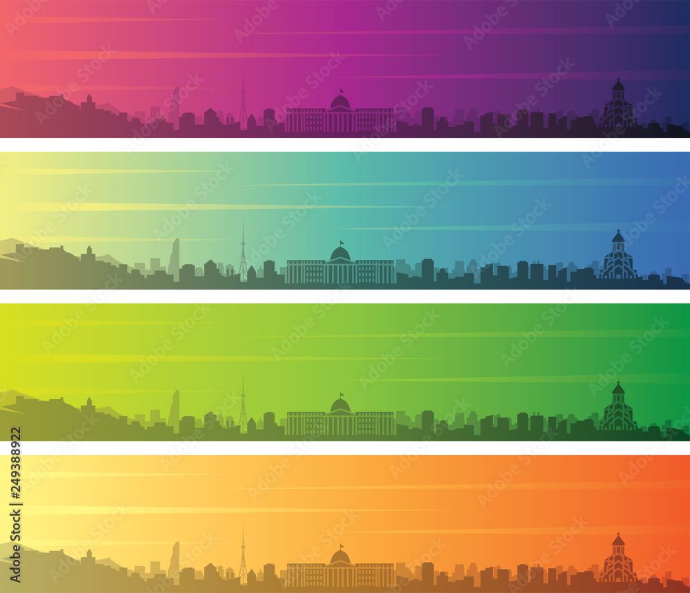 Tbilisi Multiple Color Gradient Skyline Banner