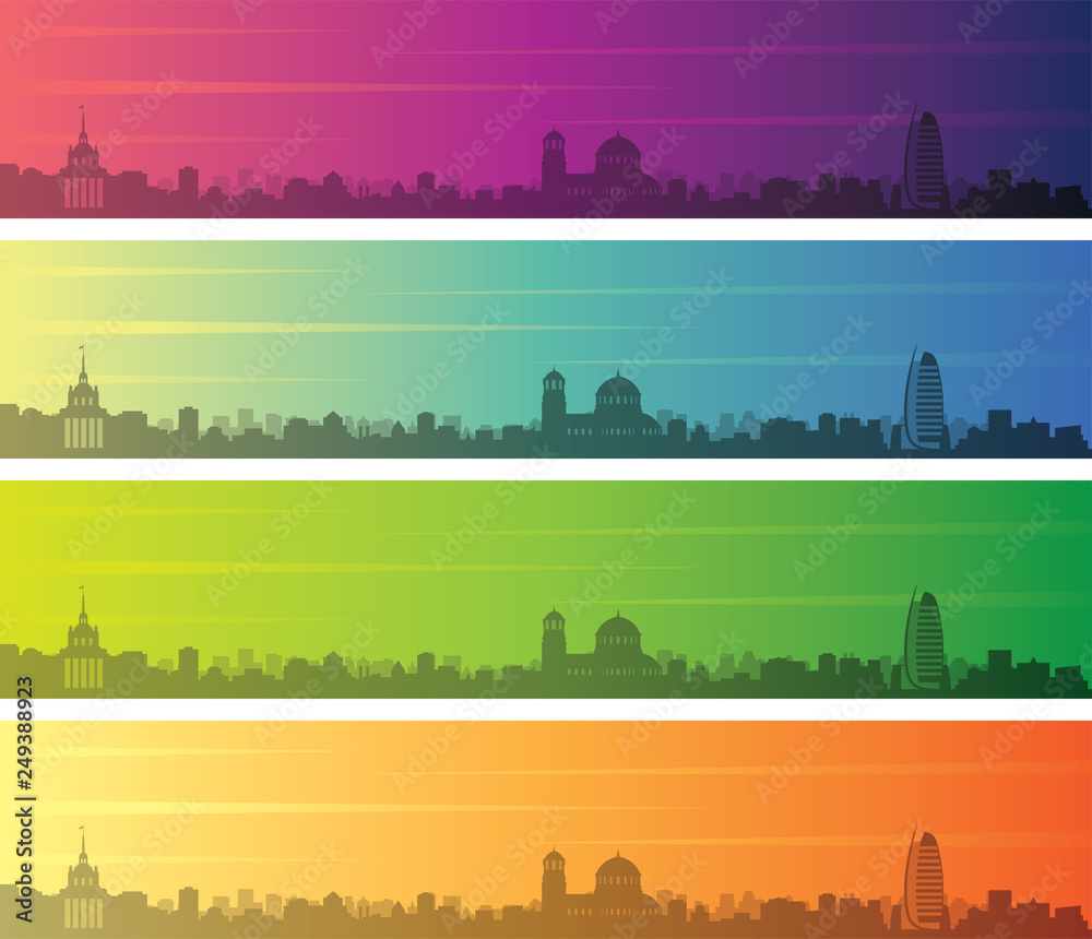 Sofia Multiple Color Gradient Skyline Banner