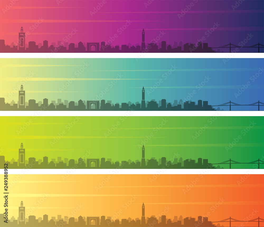 Tunis Multiple Color Gradient Skyline Banner