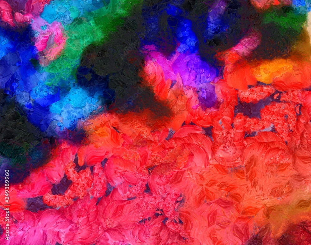 Impression color mix abstract texture art. Artistic bright background. Oil painting artwork. Modern style graphic wallpaper. Large strokes of paint. Colorful pattern for design work or wallpaper. Impression color mix abstract texture art. Artistic bright background. Oil painting artwork. Modern style graphic wallpaper. Large strokes of paint. Colorful pattern for design work or wallpaper.