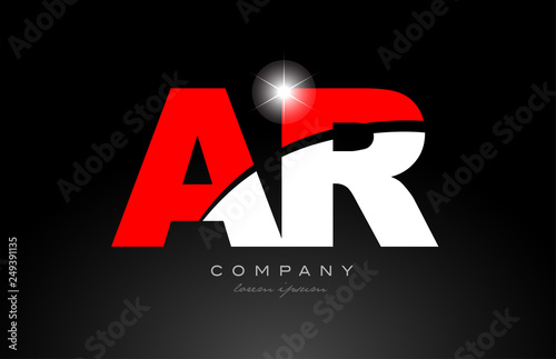 red white color letter combination ar a r alphabet for logo icon design