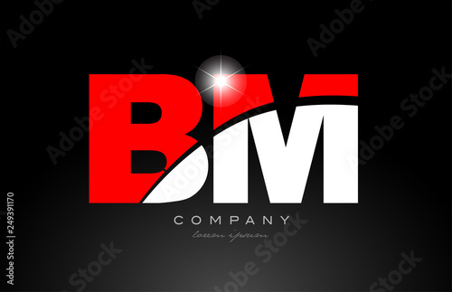red white color letter combination bm b m alphabet for logo icon design
