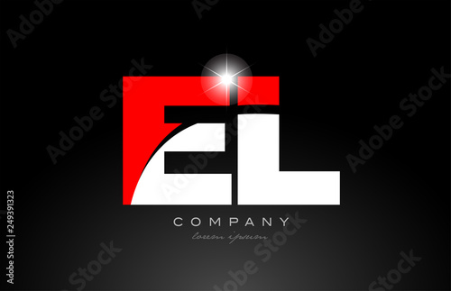 red white color letter combination el e l alphabet for logo icon design