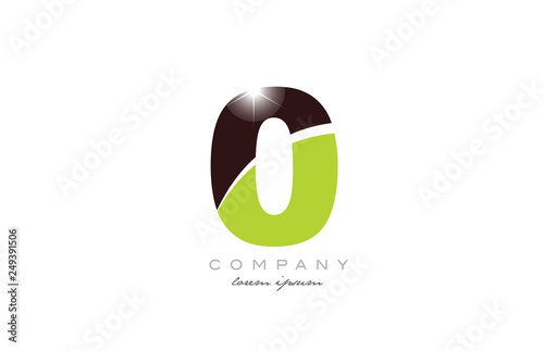 number 0 zero in green and brown color for logo icon design