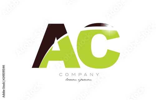 letter ac a c alphabet combination in green and brown color for logo icon design