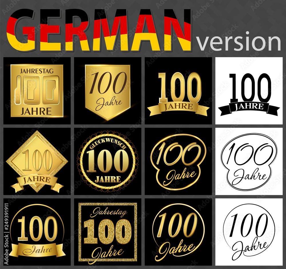 German set of number 100 templates