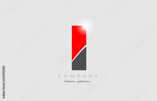 Free Download letter i in grey red color alphabet for logo icon design - GFXLoad