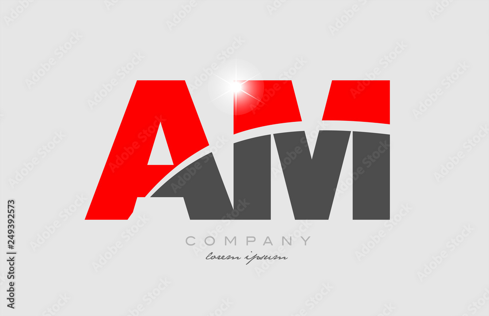 combination letter am a m in grey red color alphabet for logo icon design