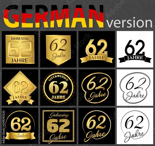 German set of number 62 templates