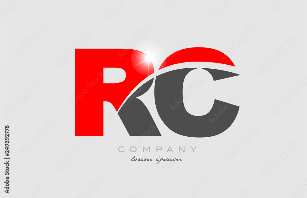 combination letter rc r c in grey red color alphabet for logo icon design combination letter rc r c in grey red color alphabet for logo icon design
